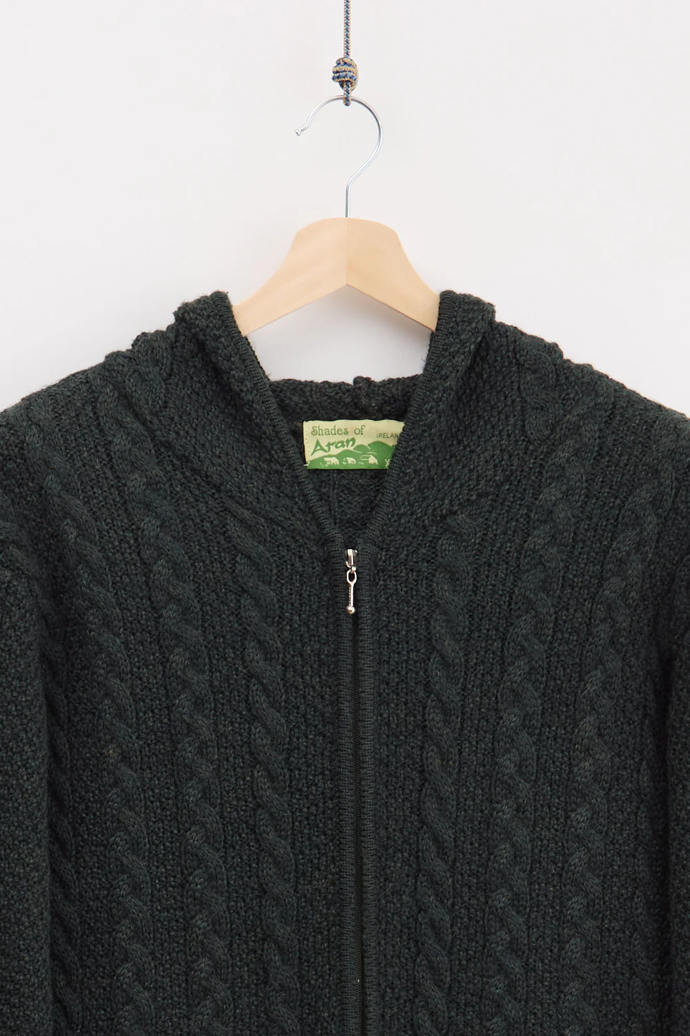 Traditional Irish Aran Knitted Hood Coat (XL) - Image 2