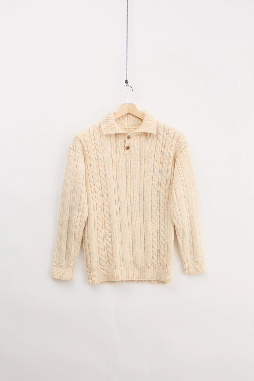 Traditional Irish Aran Knitted Polo (M)
