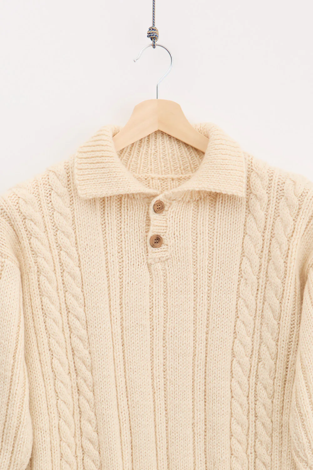 Traditional Irish Aran Knitted Polo (M) - Image 2