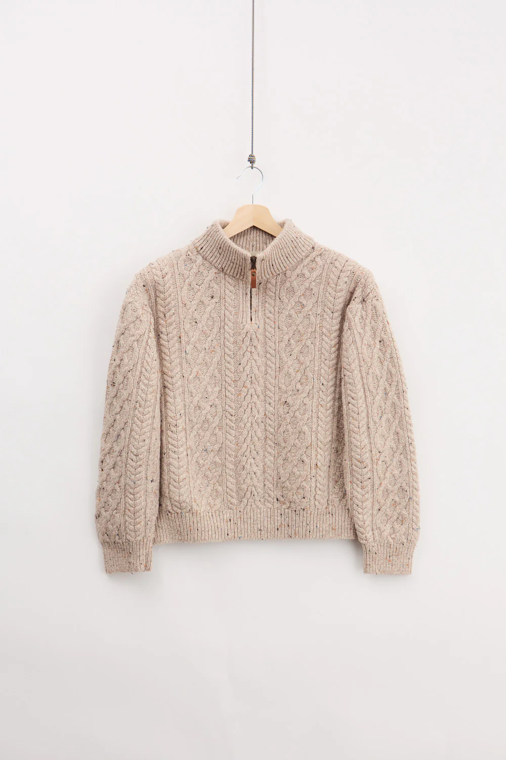 Traditional Irish Aran Knitted Half Zip (XL)