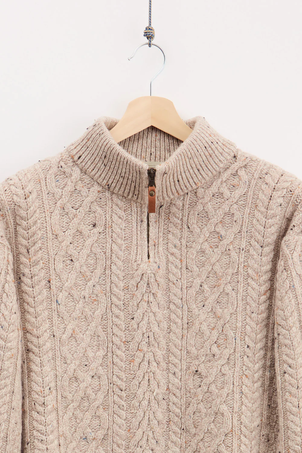 Traditional Irish Aran Knitted Half Zip (XL) - Image 2
