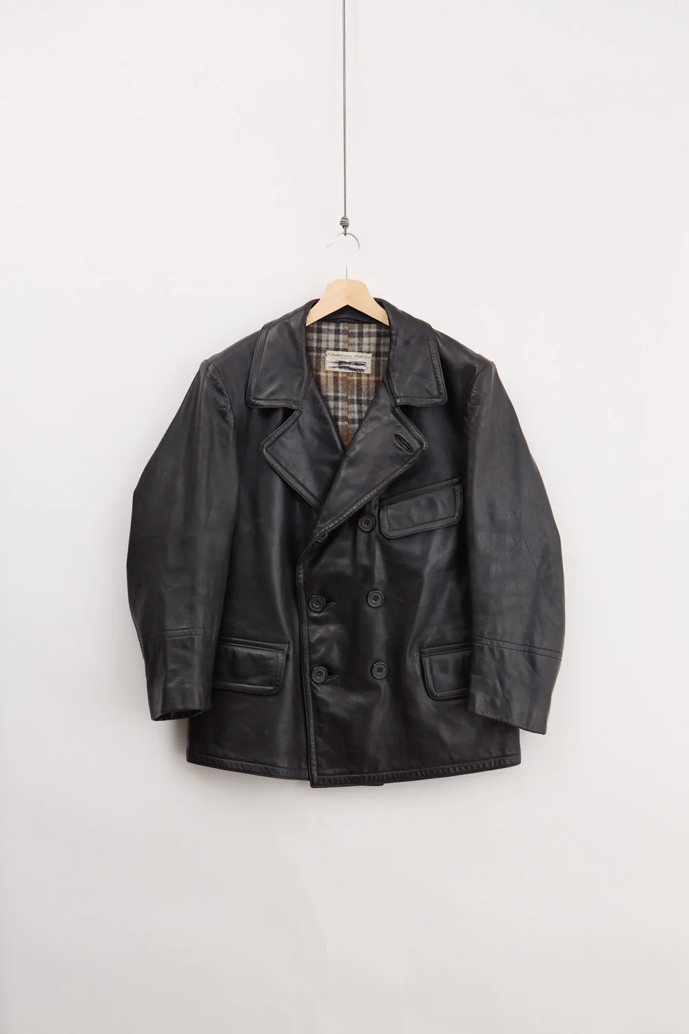 Double-breasted Leather Car Coat (S)