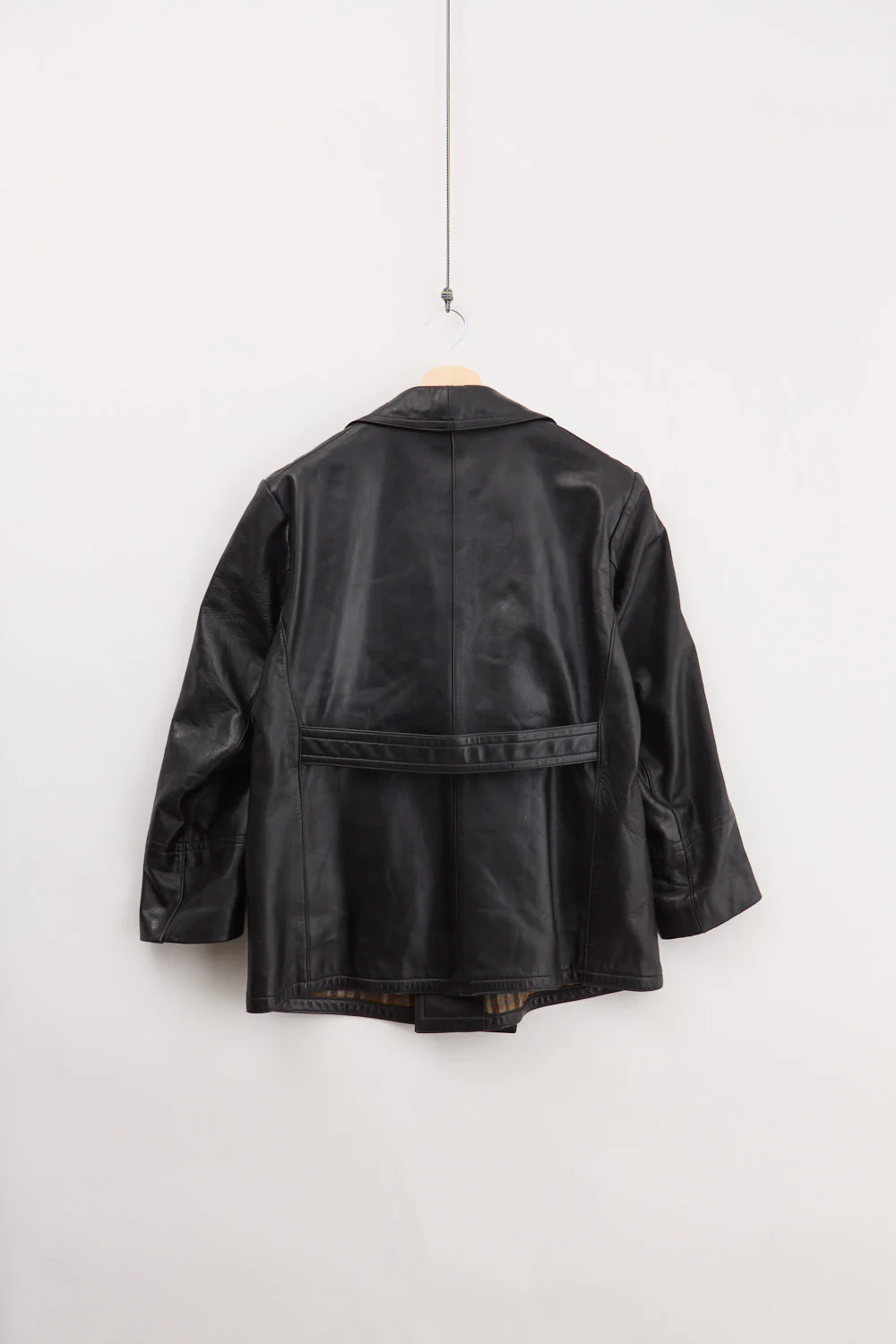 Double-breasted Leather Car Coat (S) - Image 2