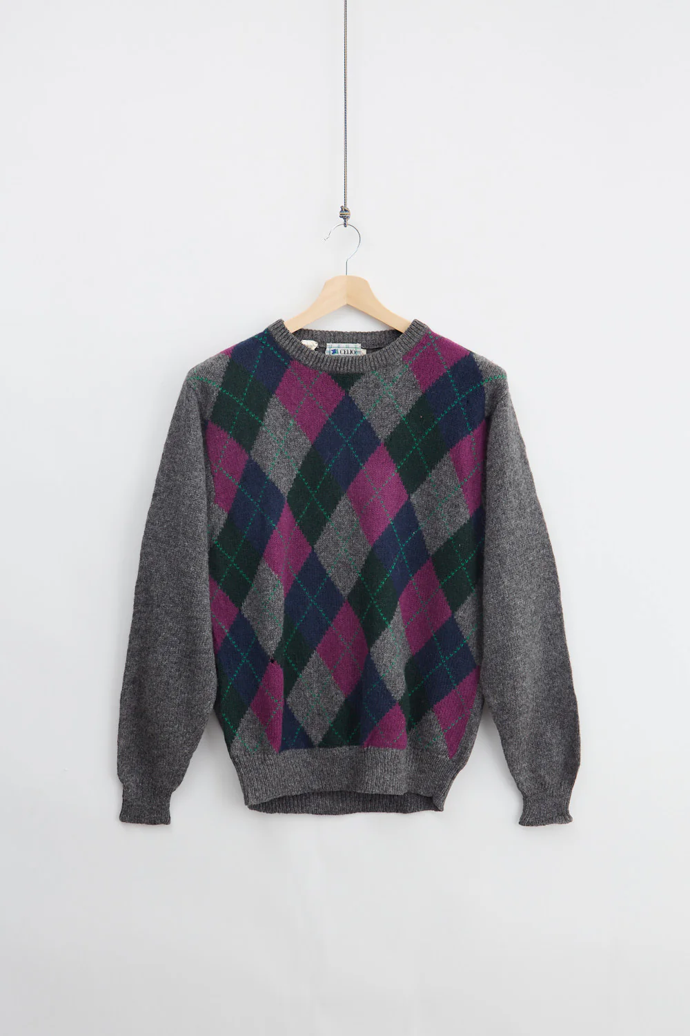 Argyle Wool Knit Sweater (M)