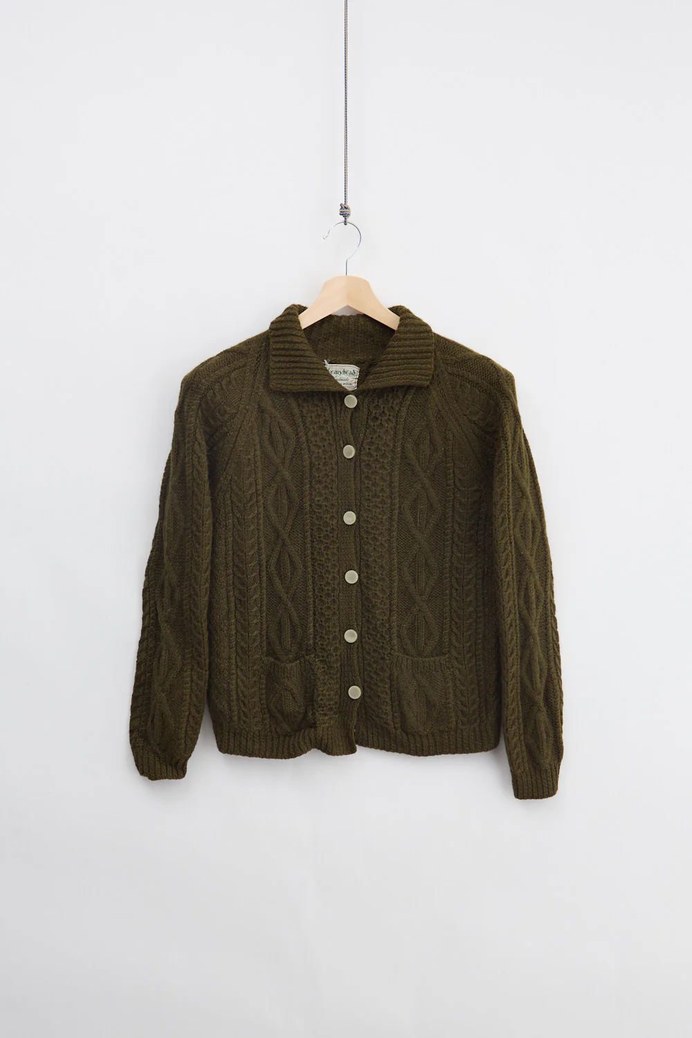 Wool Cable Knit Cardigan (S)