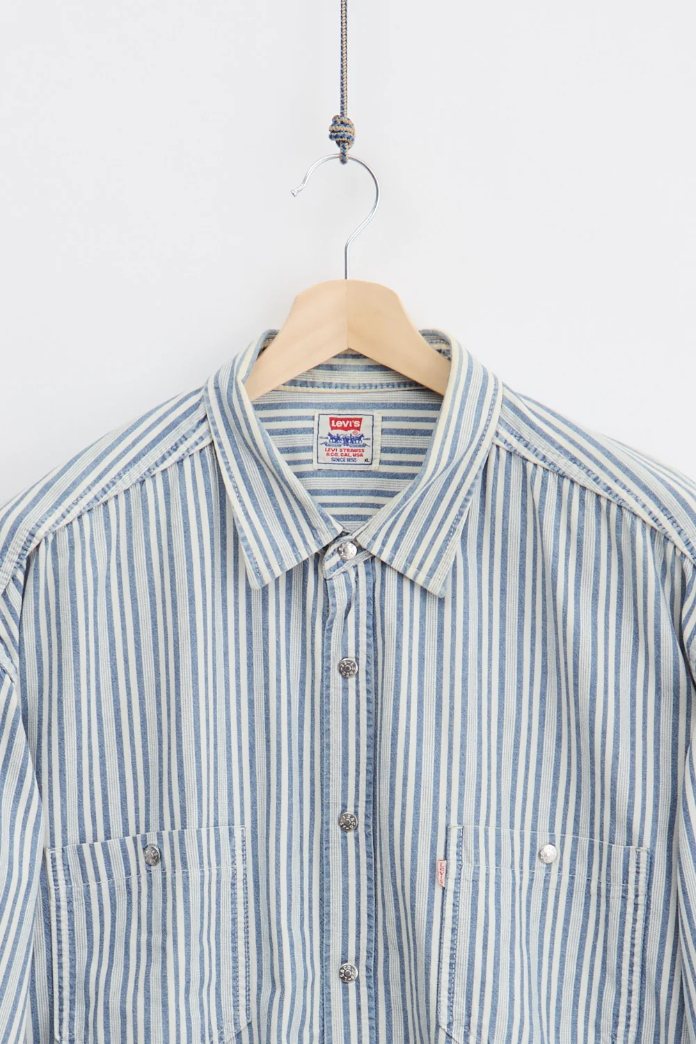 80's Levi's Striped Denim Shirt (XL) - Image 2