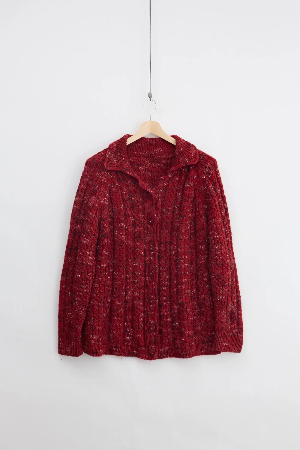 Traditional Wool Cable Knit Cardigan (XL)