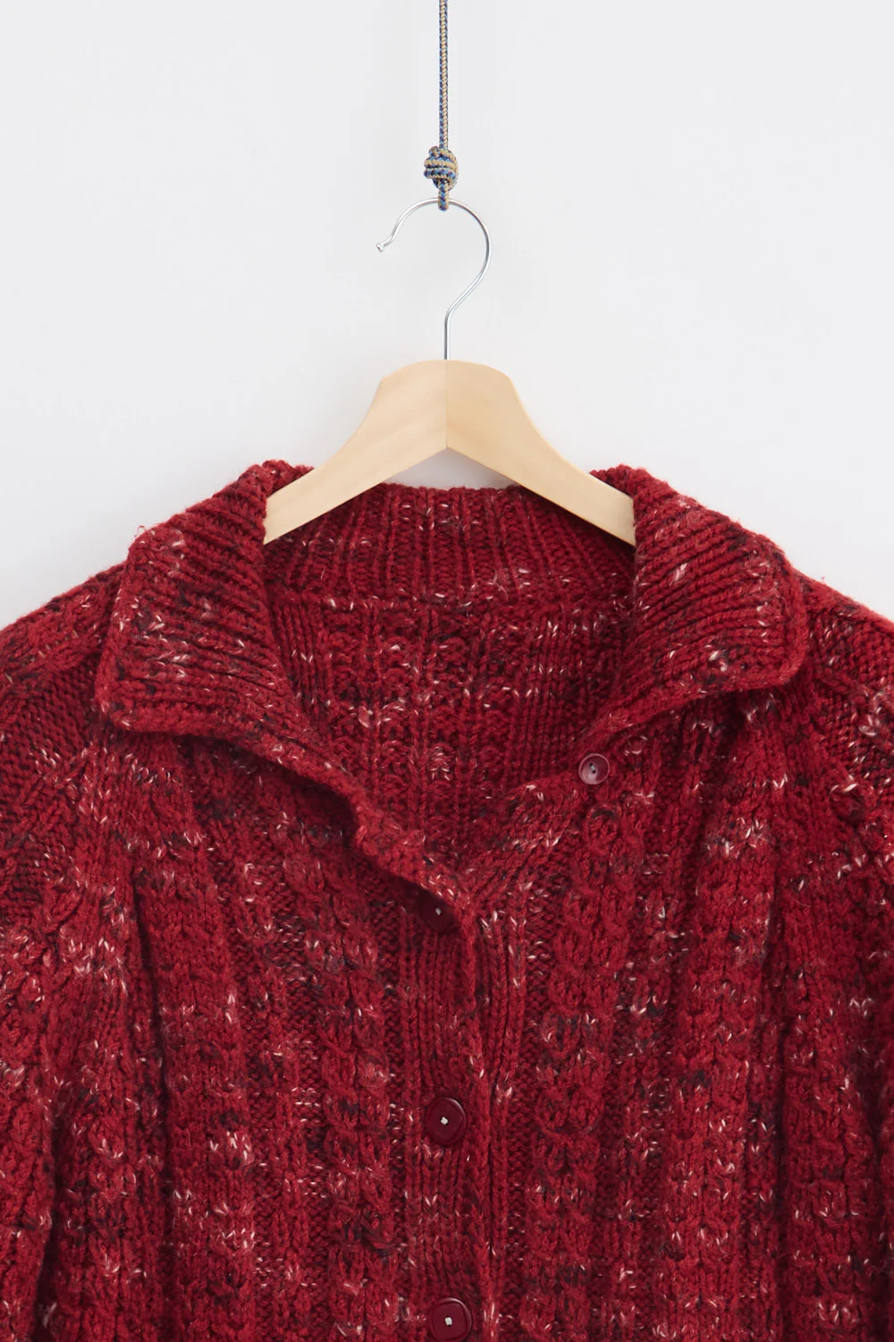 Traditional Wool Cable Knit Cardigan (XL) - Image 2
