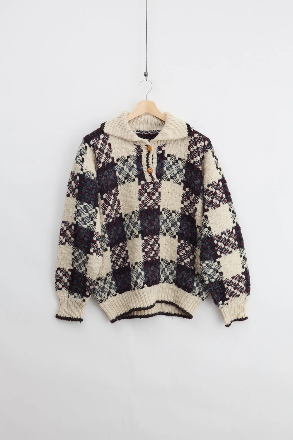 Quarter Button-Up Cross Knit Sweater (M)