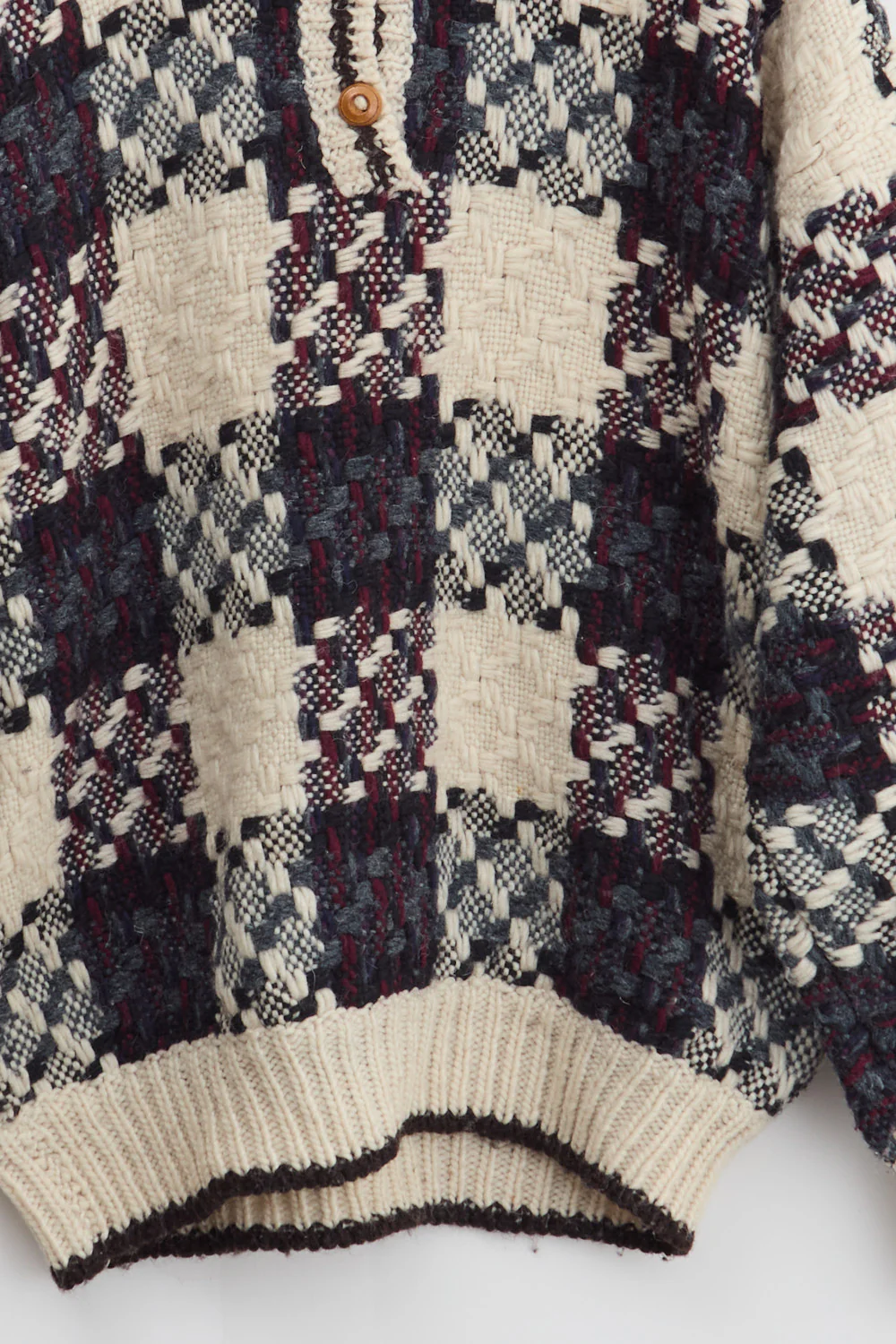 Quarter Button-Up Cross Knit Sweater (M) - Image 2