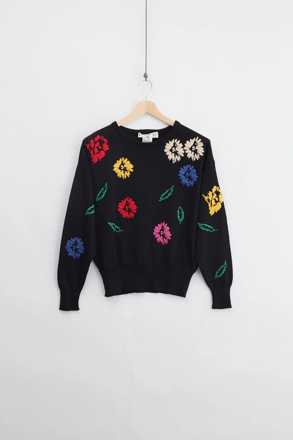 Flower Jaqaurd Knit Sweater (S)