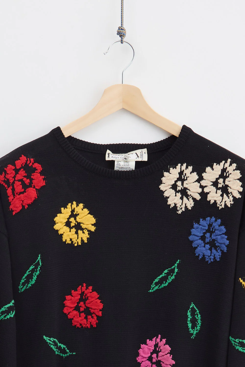 Flower Jaqaurd Knit Sweater (S) - Image 2
