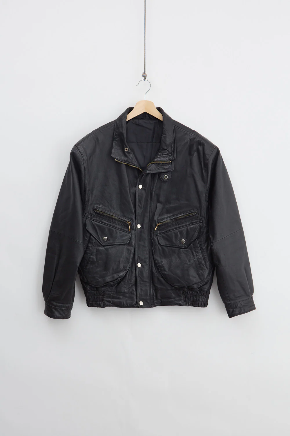 Leather Bomber Jacket (M) - Image 2