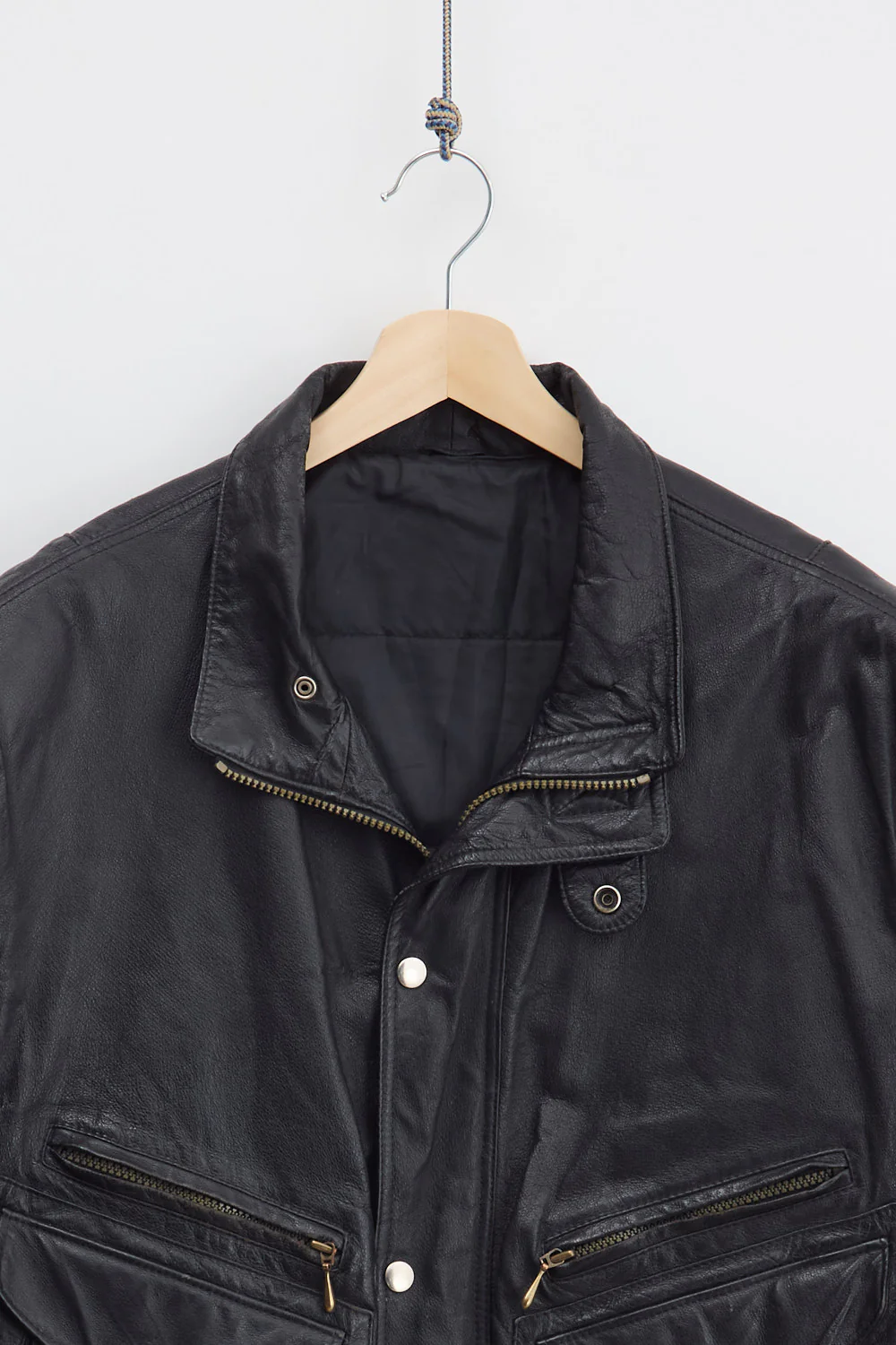 Leather Bomber Jacket (M) - Image 3
