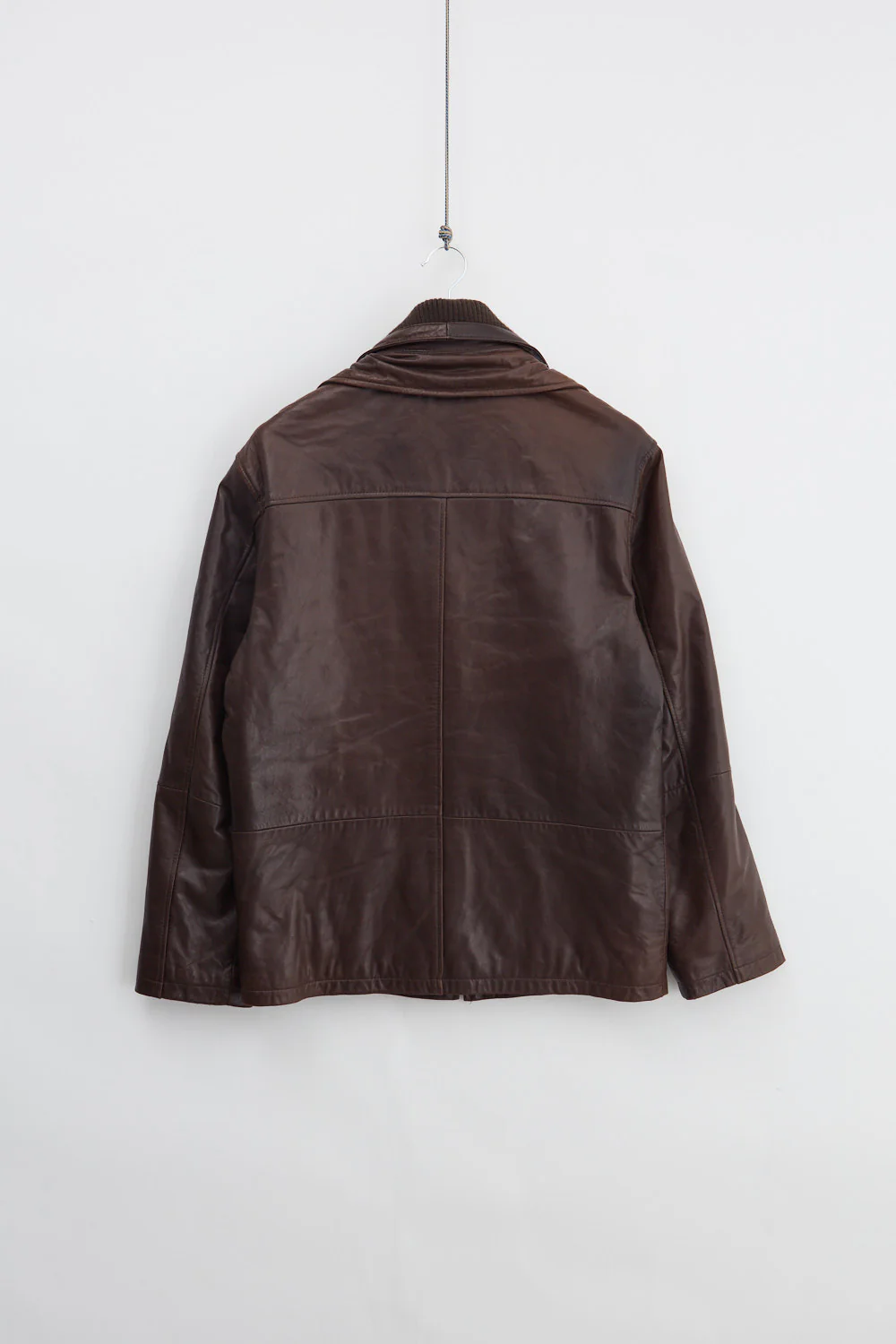 Double Collar Leather Bomber Jacket (M)