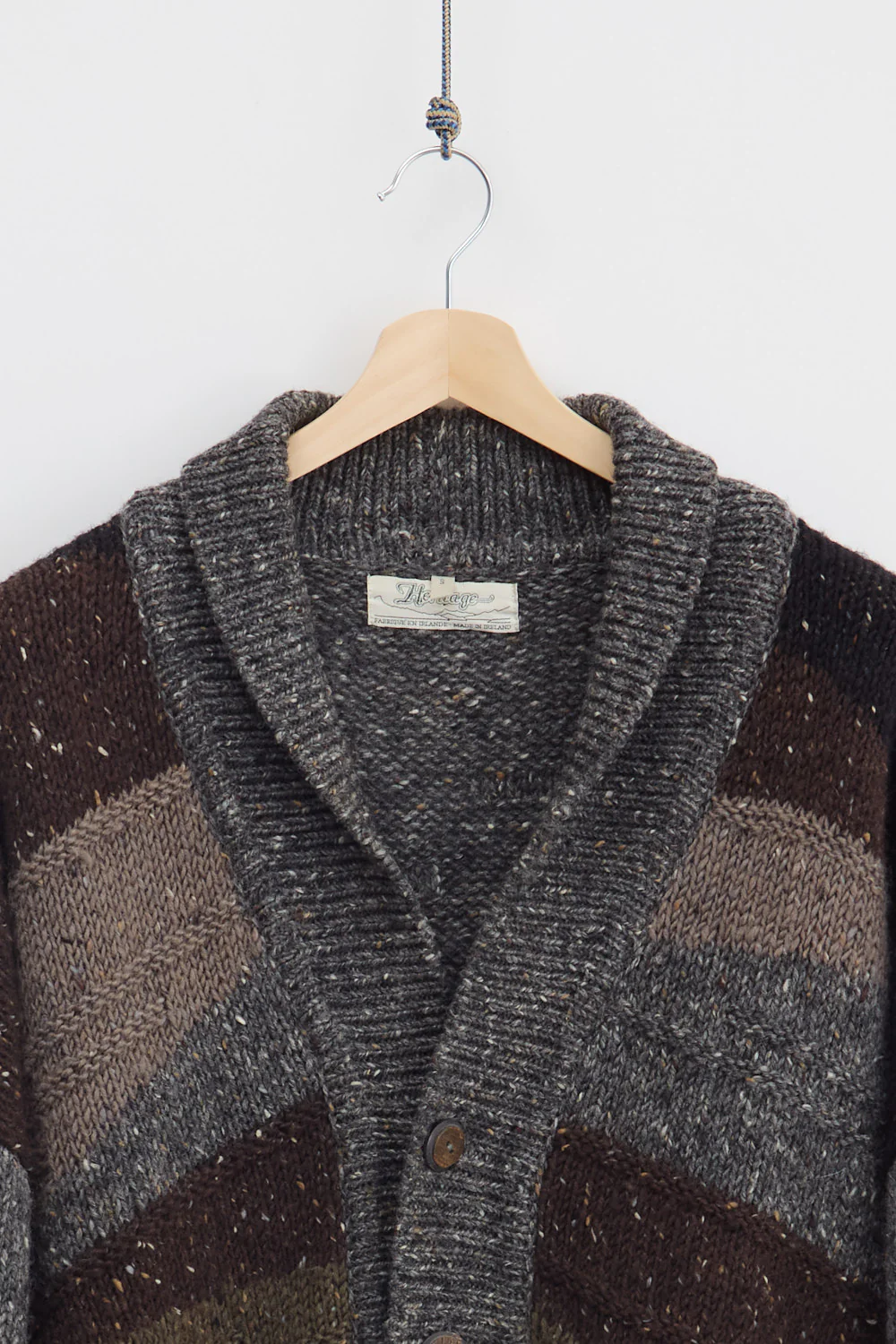 Heavyweight Shawl Collar Wool Cardigan (L) - Image 3