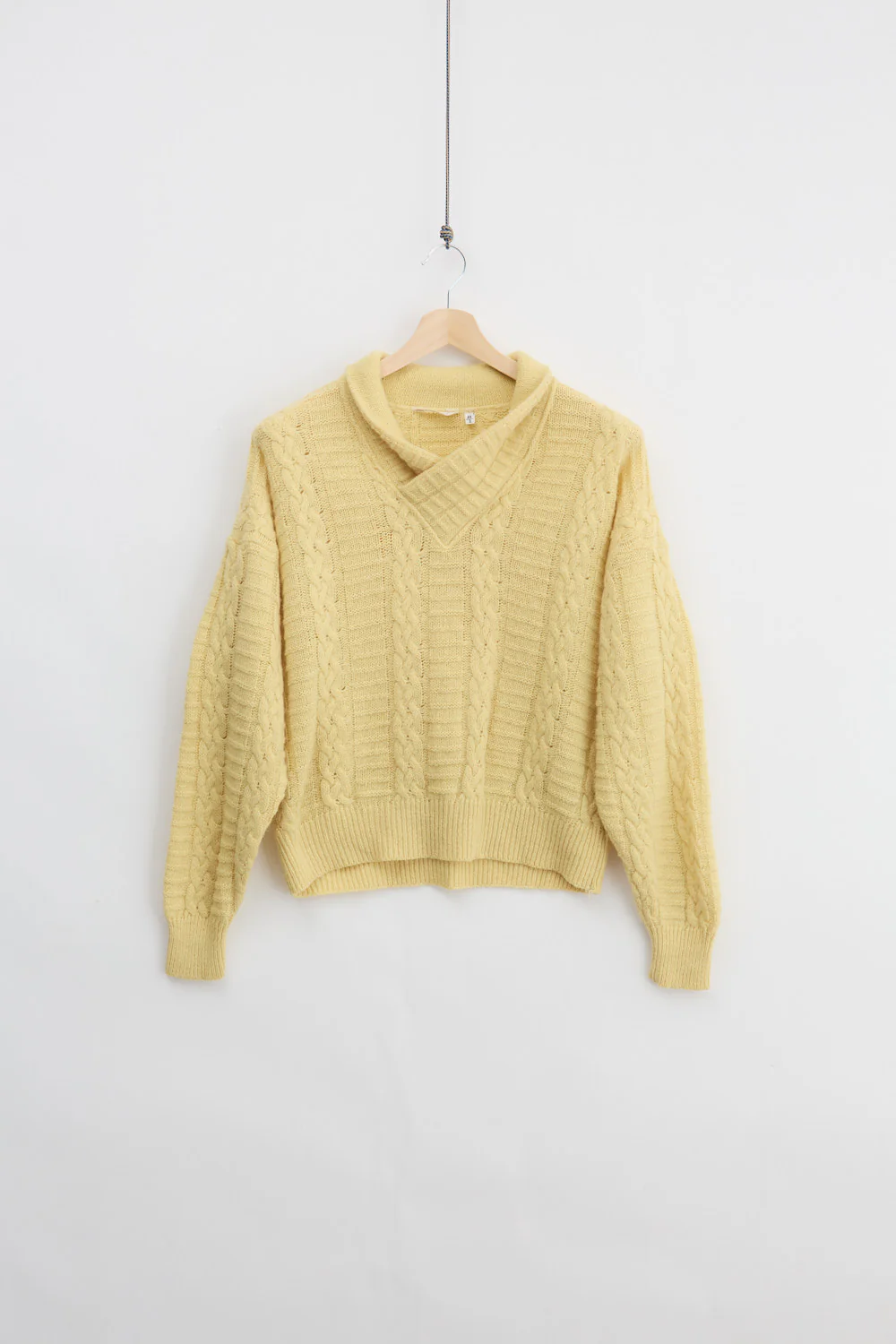 Wrap Collar Wool Knit Sweater (S)