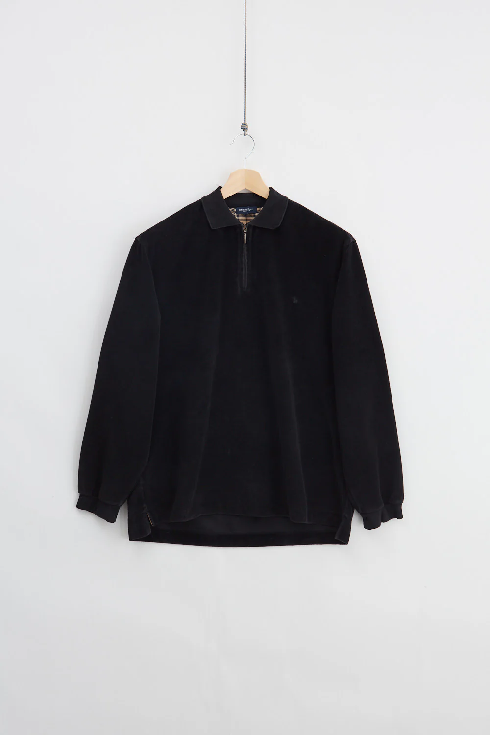 Burberry Long Sleeve Velour Zip Polo (L)