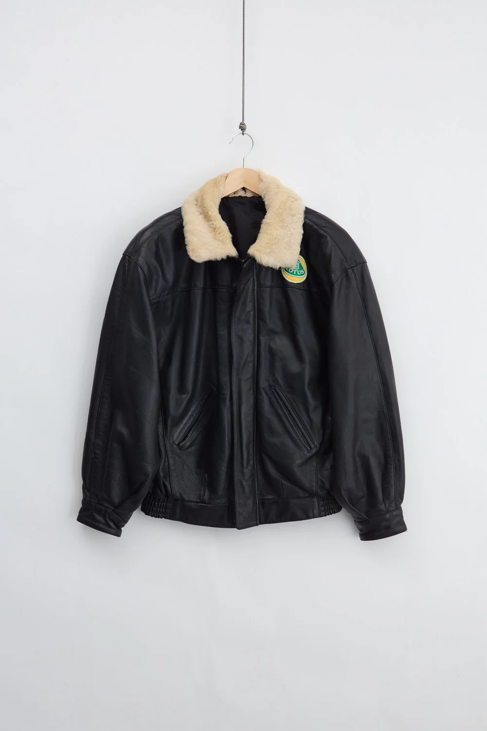 Black Leather Bomber Jacket (M)