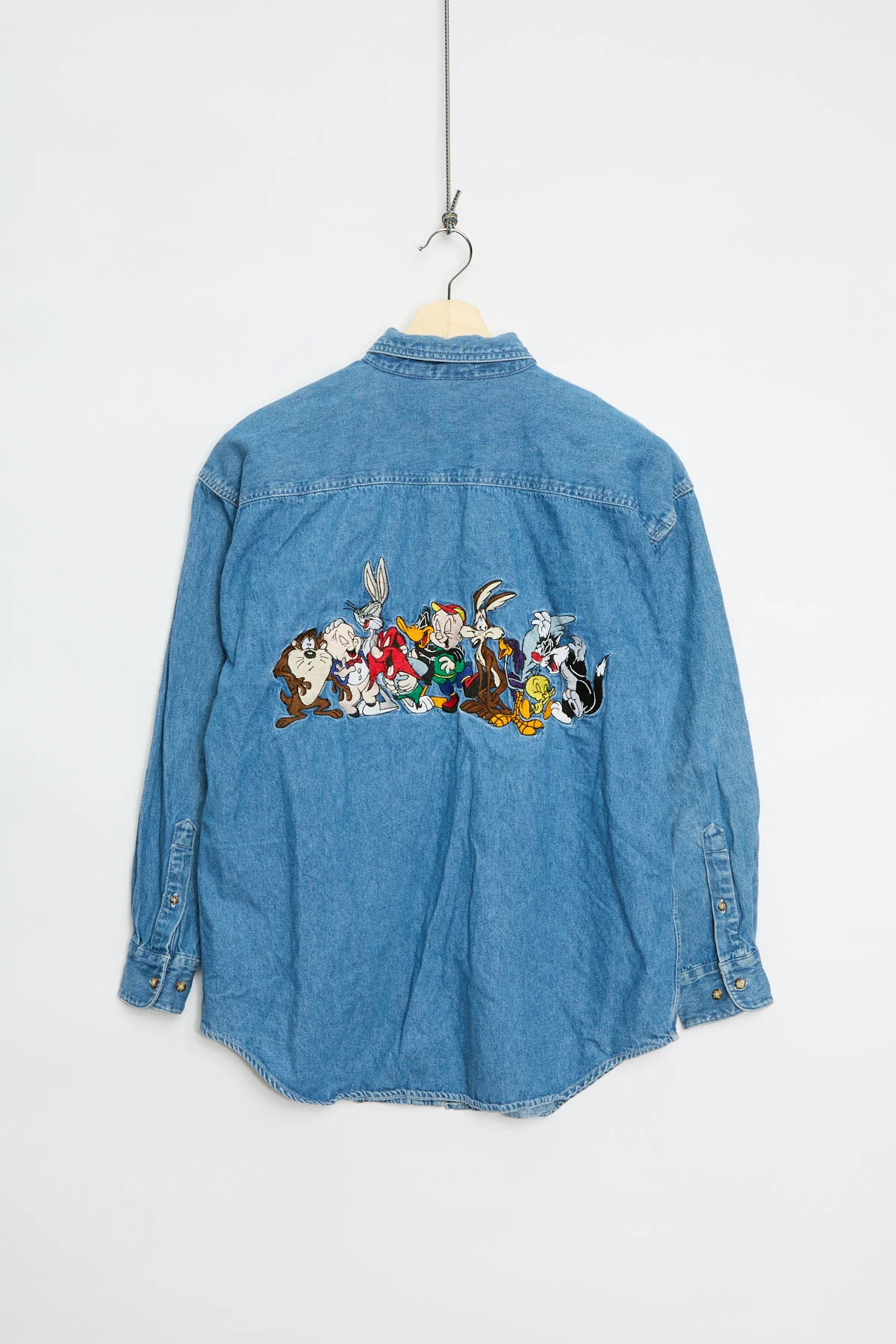 1993 Looney Toons Denim shirt (M) - Image 2