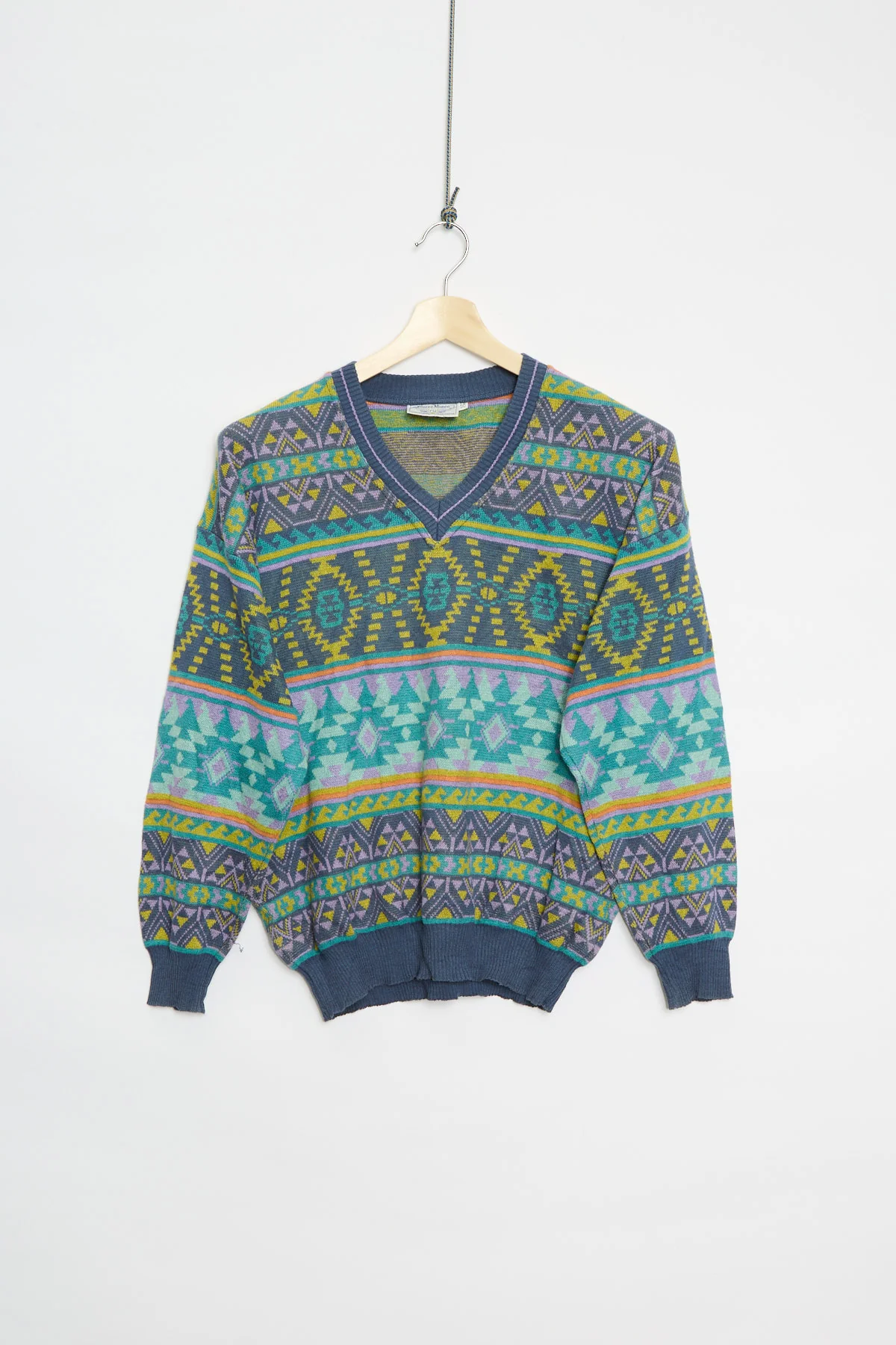 90's cotton blend pattern knit (M)