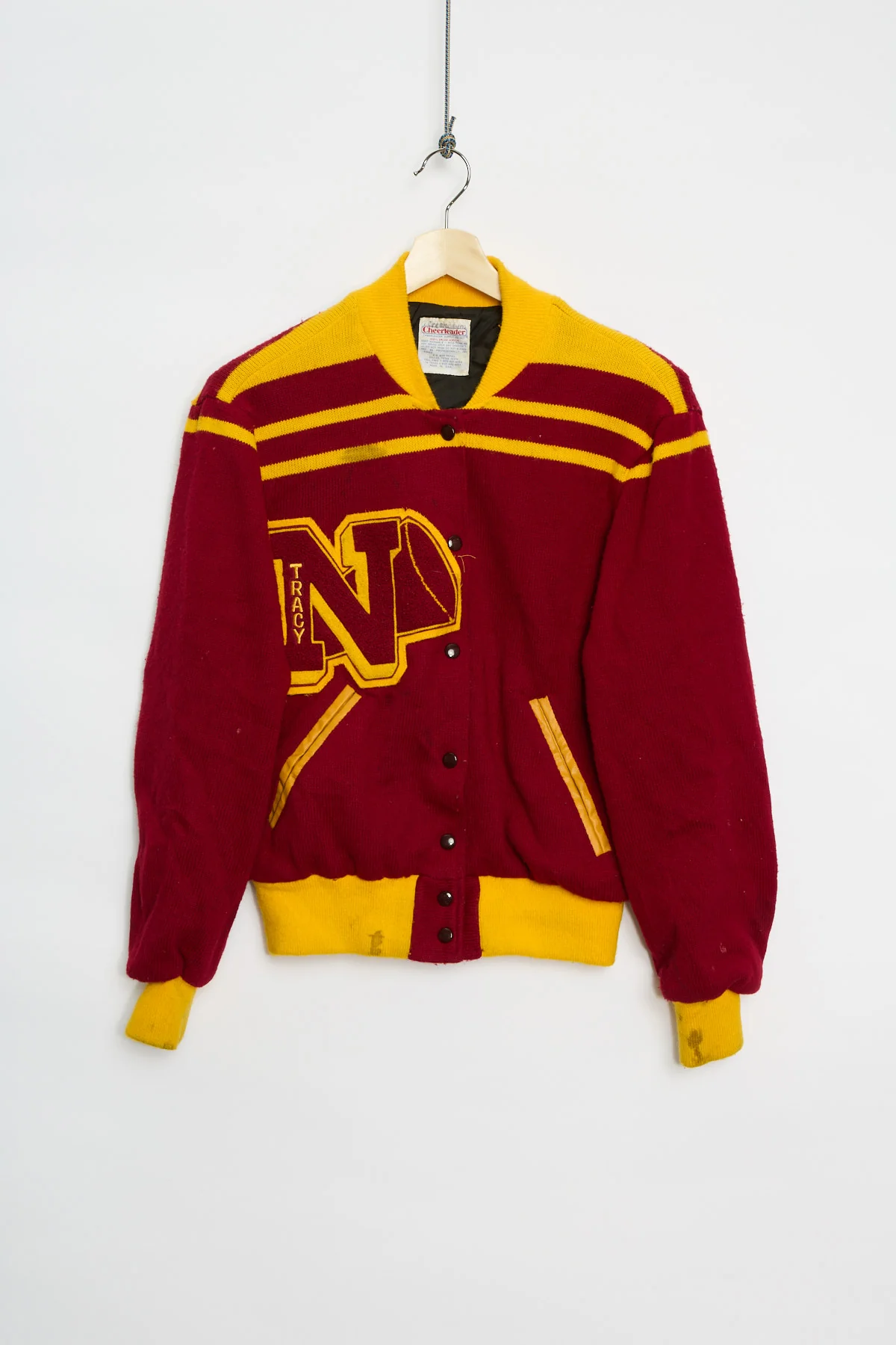 70's knitted cheerleader varsity jacket (M)