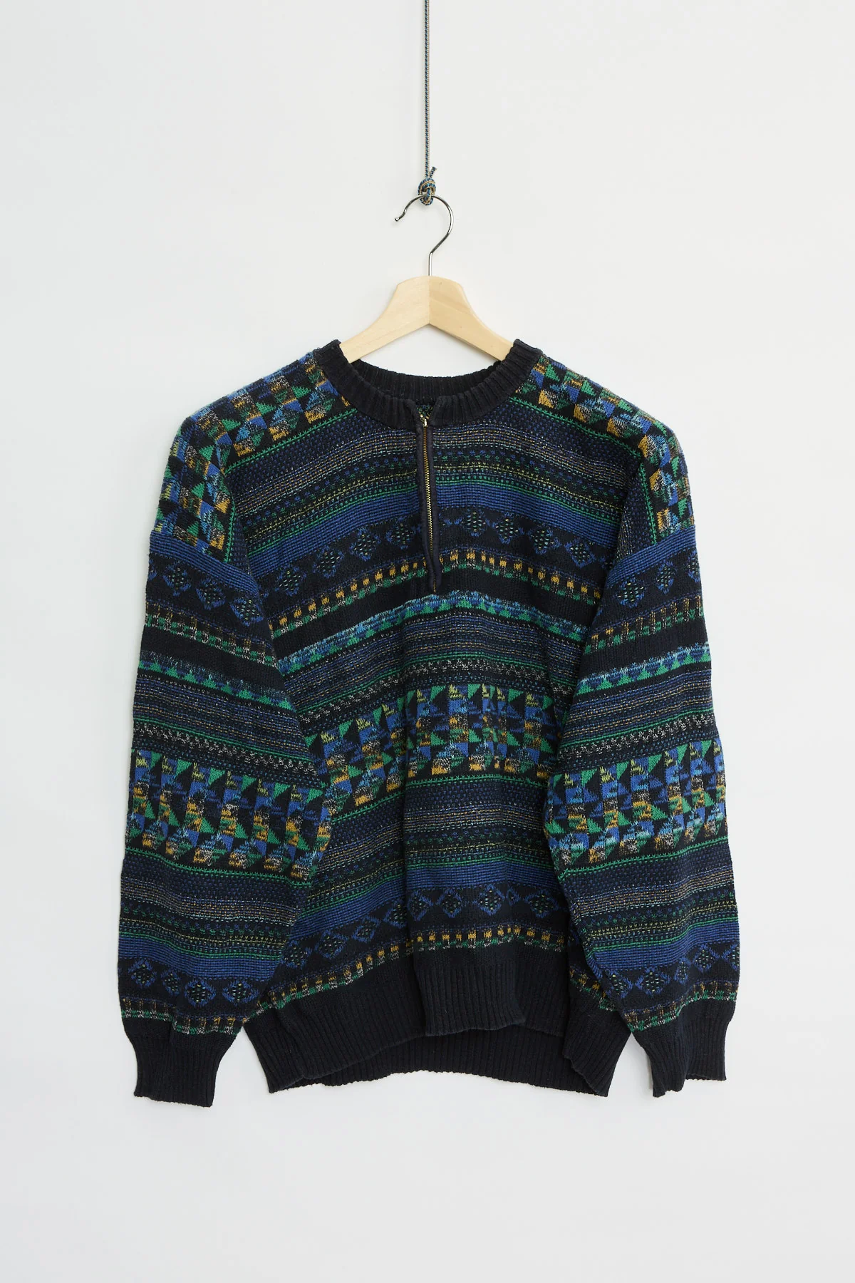 90's pattern quarter zip knit (L)