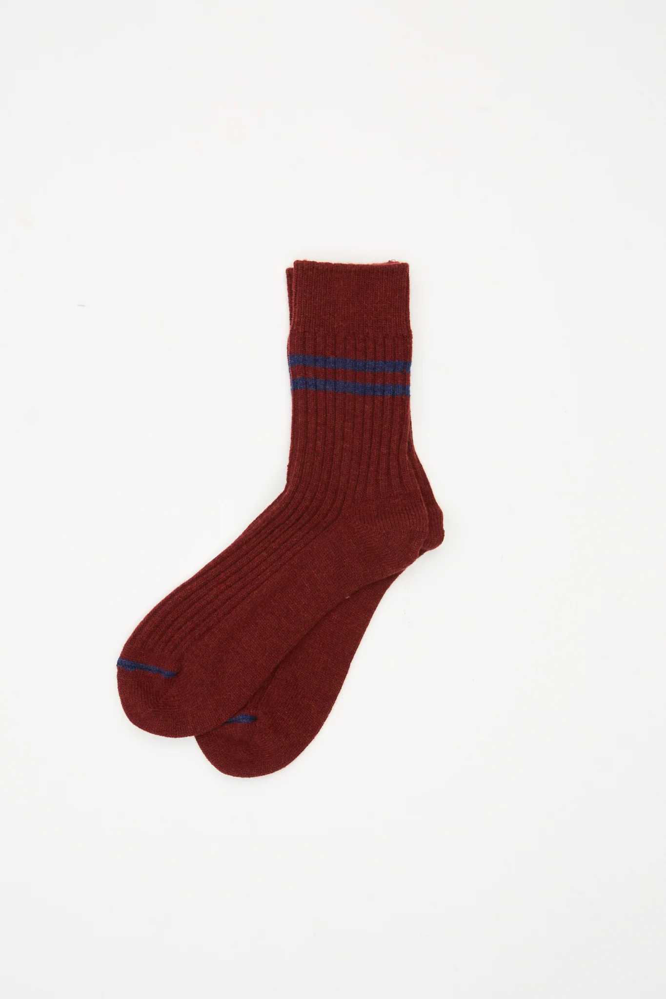 Merino Stripe Sock Maroon/Navy - Image 2