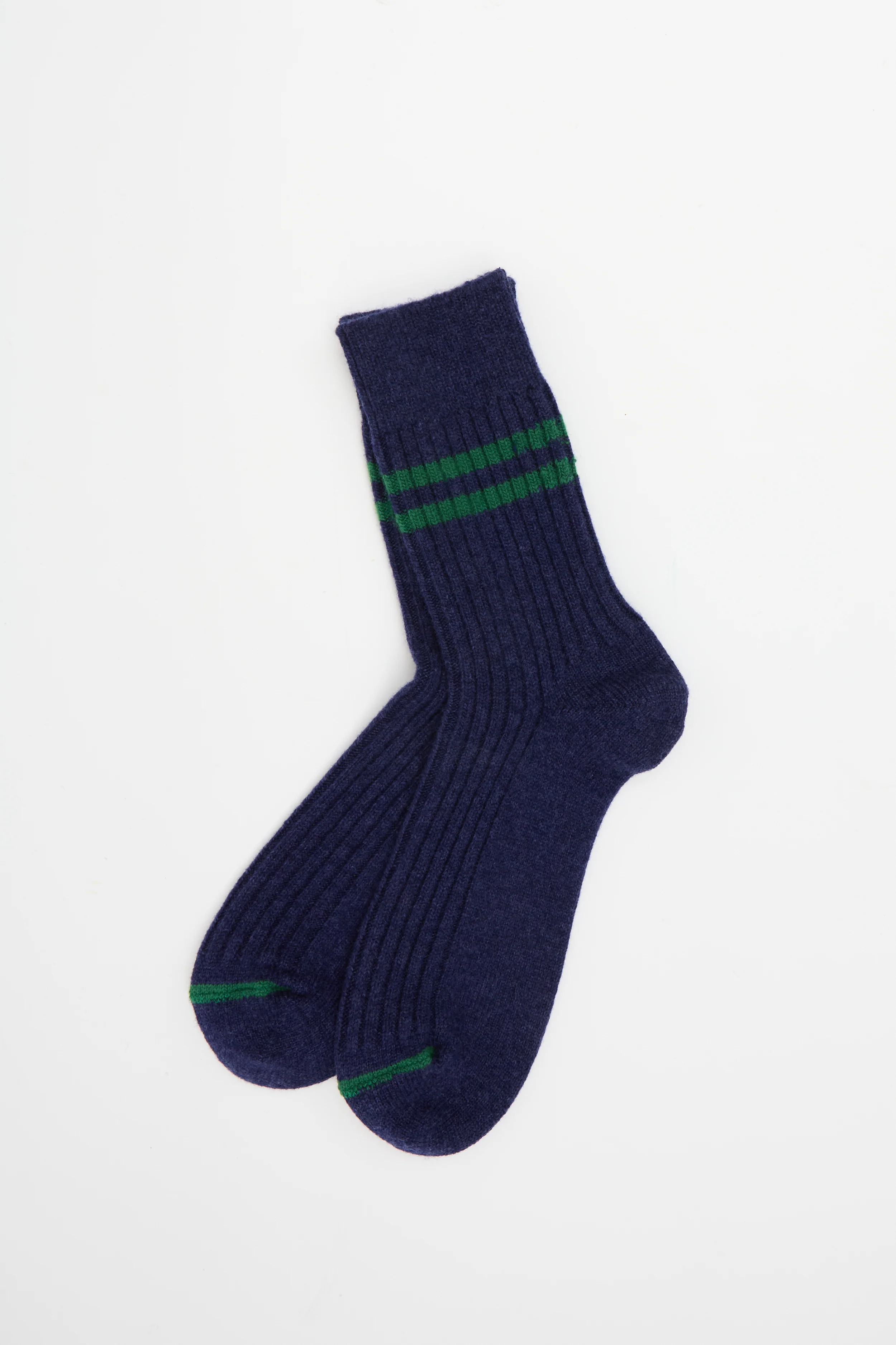 Merino Stripe Sock Navy/Green - Image 2