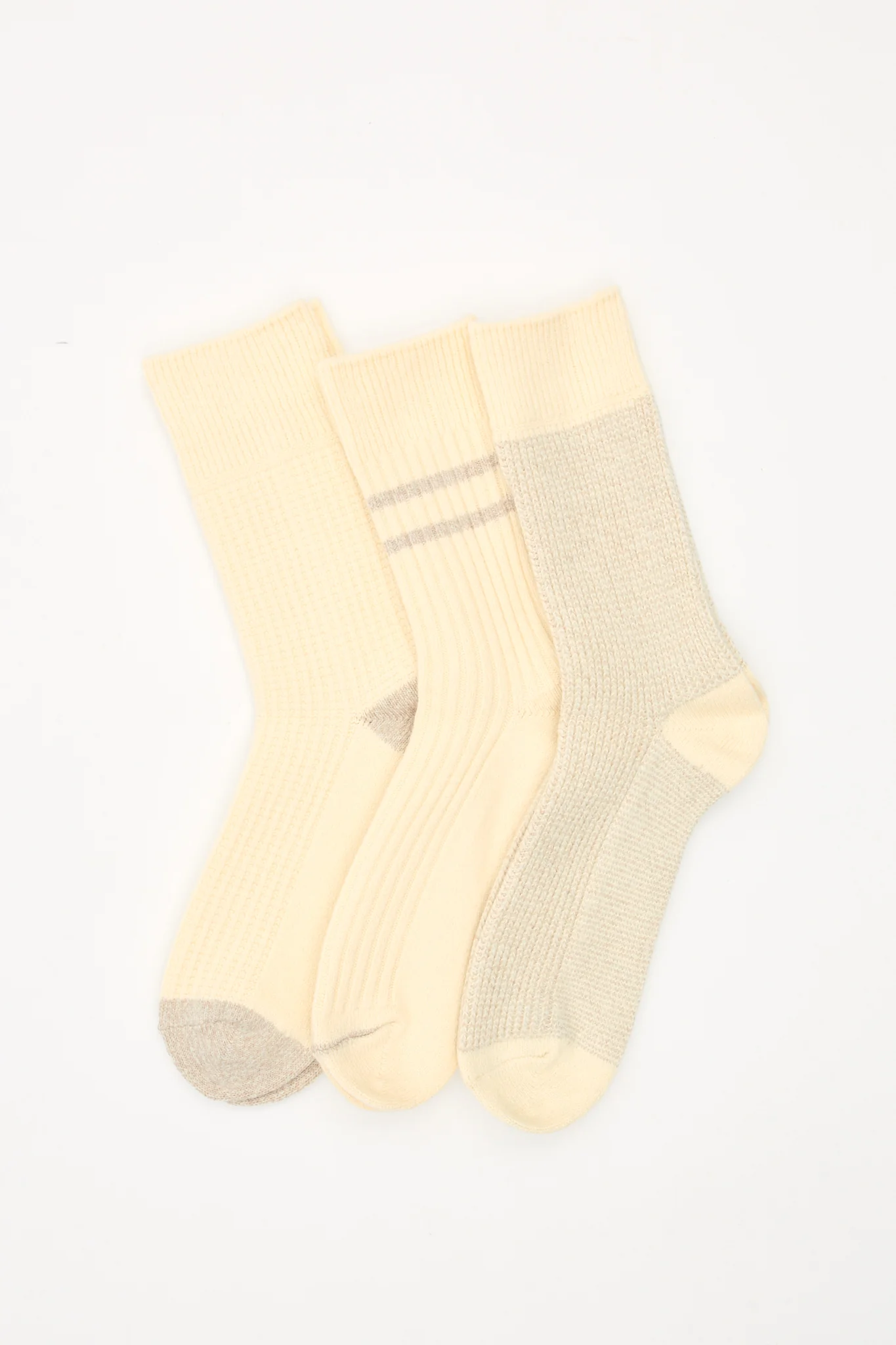 Recycled Cotton/Wool Daily 3 Pack Socks Off White/Grey - Image 2
